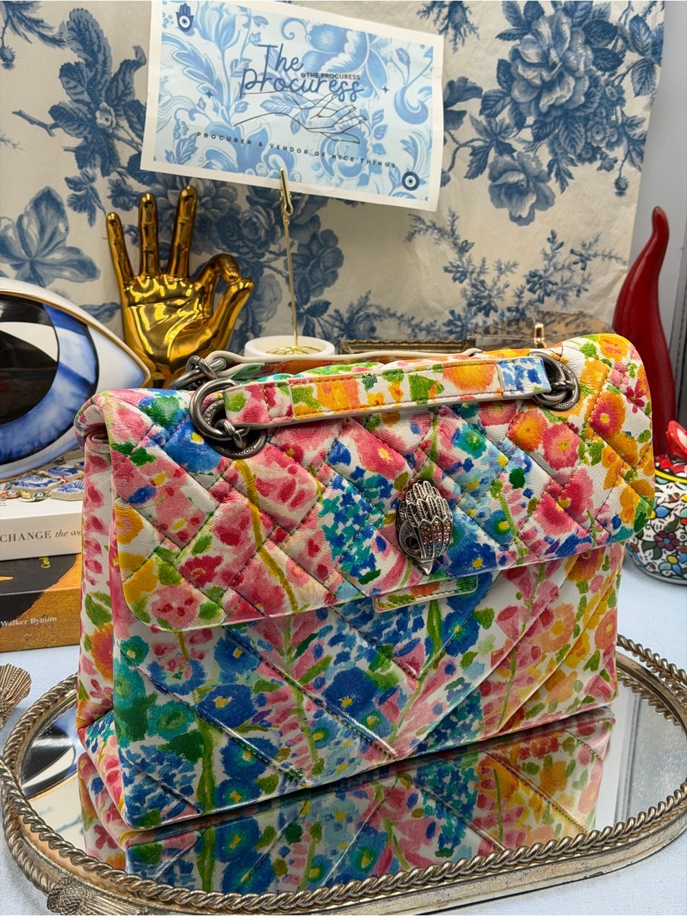 🆕 KURT GEIGER LONDON 🧿 NWOT Floral Couture Kensington Bag, Bright Floral Print - Picture 14 of 16
